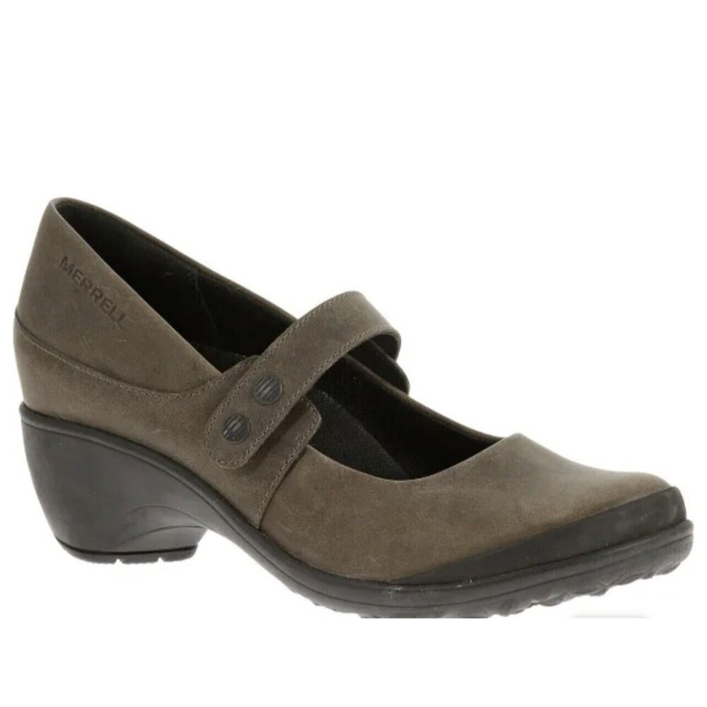 MERRELL Veranda Emme Clog Brown Leather Mary Janes Heeled Shoes Women’s 7 ($140)